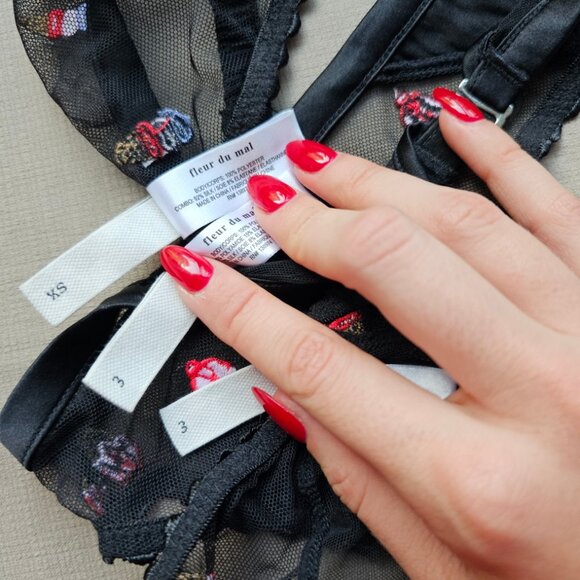 RARE Fleur du Mal Ice Cream Embroidery Lingerie 3 Piece SET - Picture 5 of 5